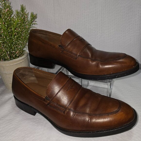 JOHNSTON AND MURPHY FLEX PENNY LOAFERS LEATHER BROWN MENS SIZE  EUC - Picture 7 of 10